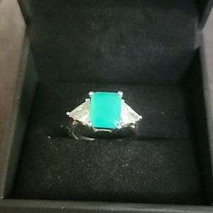 New!! Jade and white topaz ring